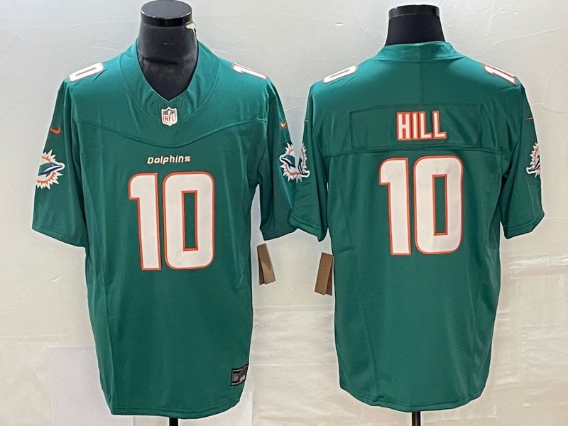 Men Miami Dolphins 10 Hill Green 2023 Nike Vapor Limited NFL Jersey style 1